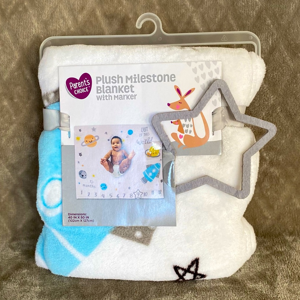 NEW ⭐️Parent’s Choice Plush Milestone Blanket w/ Marker
